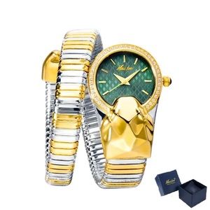 NEW Adrian Balboa Talia Shire Rocky IV Serpentine Snake Watch Gold/Silver Green